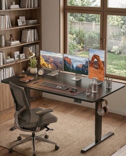 CubiCubi 63x28 Large Electric Standing Desk, 28" Deep Desktop, Black