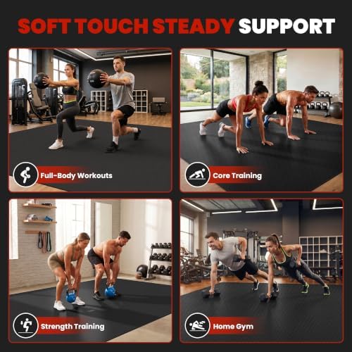 Large Exercise Mat, 7'x5'/6'x4'/8'x6'/10'x6', 8mm PVC Workout Mat