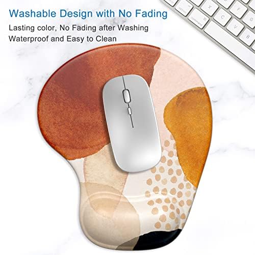 ITNRSIIET Ergonomic Mouse Pad with Gel Wrist Support Wrist Rest Smooth Surface Non-Slip PU Base Comfortable Office Supplies Pain Relief, 9.5 x 8 inches, Abstract Art Style