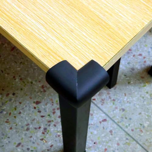 4 Pack Soft Foam Baby Proofing Corner Guards & Edge Protectors, Pre-Taped Table Corner Protector, Children Safety Furniture Desk Bumper, Cushion for Sharp Corners, L Type,Black