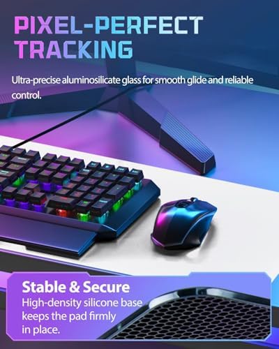 XXL Glass Gaming Mouse Pad, 38.5 × 16.5 Inch Extended Desk Mat, White
