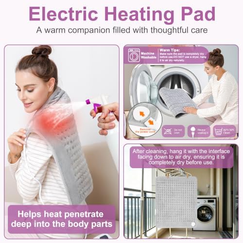 Heating Pad,Electric Heating Pads,Heating Pad for Back,Gray,24x20 Inch