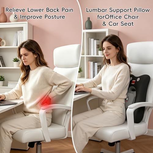 BEBAS Ergonomic Memoery Foam Lumbar Support Pillow for Car & Office, Black