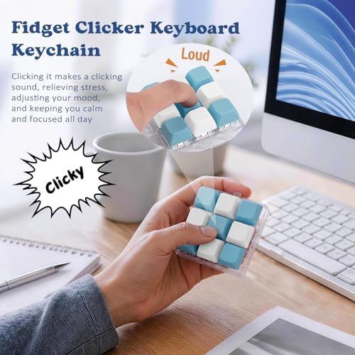 Keyboard Fidget Toy, Creamy Fidget Clicker Keyboard Fidget Keychain, Button Fidget Gifts for Adults, Boost Focus & Ease Anxiety Anywhere — Perfect Stress-Relief Gift (3×3 Grid Layout A-B)