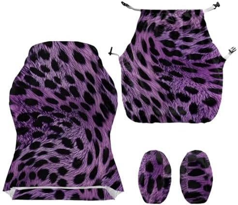 Leopard Print Gaming Chair Cover with Armrest Covers Non Slip Anti Dust Furniture Protector Stretchable Stain Resistant Office Chair Slipcover