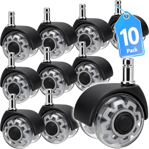 2 Inch Office Chair Wheels, Premium Set of 10 Roller Blade Casters Wheels Replacement, Heavy Duty Caster Wheels for Hardwood Floors Carpet (Not for IKEA)