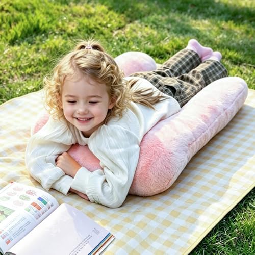 Atablyn Pink Soft Cotton Travel Neck Pillow -Ergonomic Support for Child and Adult Car Seats, Cozy Compact Pillow for Long-Distance Travel Essentials