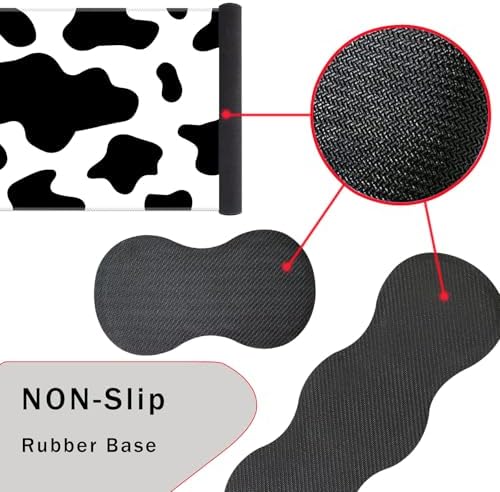 Keyboard Wrist Rest and Mouse Pad with Wrist Support Set Ergonomic Coaster,Memory Foam,Easy Typing Pain Relief,Large XL Desk Mat 31.5"x 11.8",Cow Print