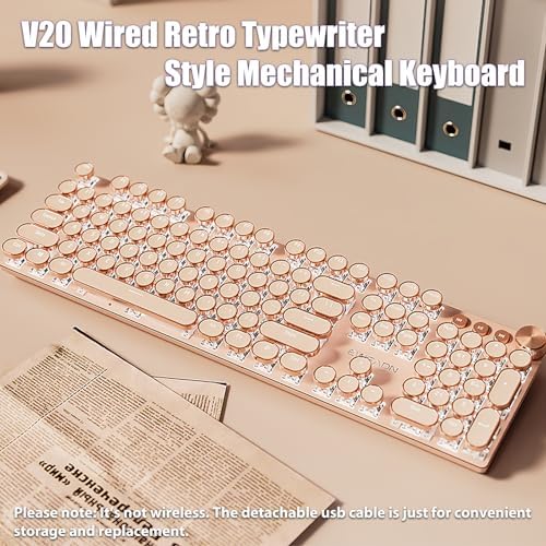 Typewriter Style Mechanical Gaming Keyboard White LED Backlit