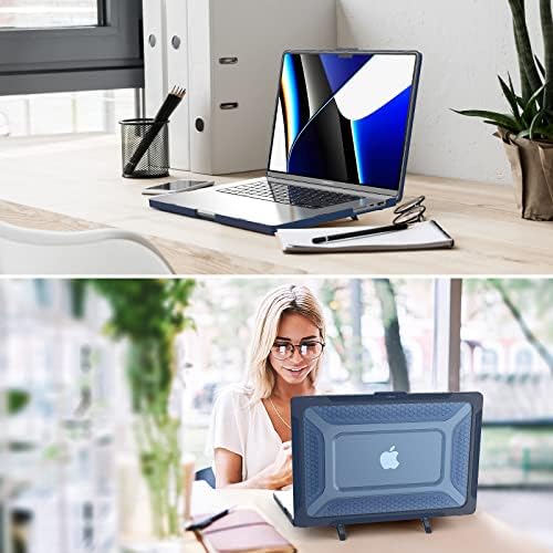 SEYMAC stock Case for MacBook Pro 16 inch, Shock-Absorbing Protection with Folding Stand &Mouse Pad Case for MacBook Pro 16 inch, Blue