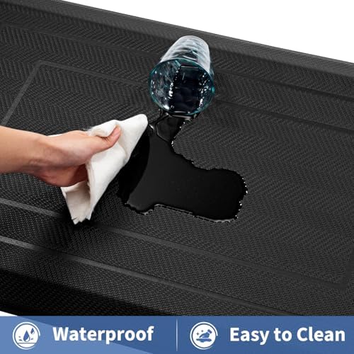 UKISS 9/10"" Extra Thick Cushioned Anti Fatigue Kitchen Mat, Waterproof High Density Foam Standing Desk Mat, Non-Slip Ergonomic Comfort Mat for Kitchen, Office,Workstation Black (Black, 20" X 48")