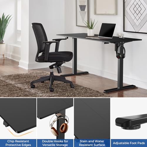 Our Modern Space Height Adjustable 40" Electric Standing Desk - Upgraded Ultra Durable Home Office Large Rectangular Computer Table or Laptop Sit Stand Workstation - 40 x 24 Inch