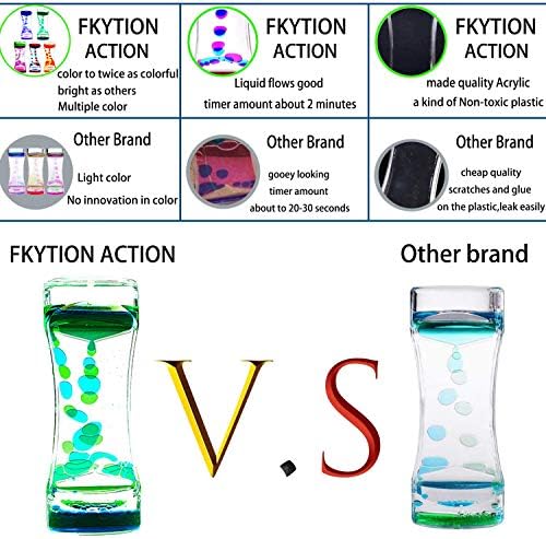 FKYTION Liquid Motion Bubbler Timer Pack of 5 Colorful Hourglass Liquid Bubbler Sensory Anxiety Toys Autism ADHD Fidget Toys Children Activity Calm Relaxing Desk Toys for Kid's Teenager Adults