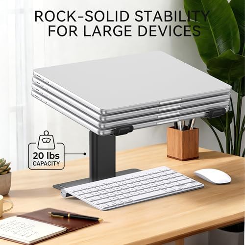 SOUNDANCE Adjustable Laptop Stand, Aluminum Riser, 10-17.3", Black