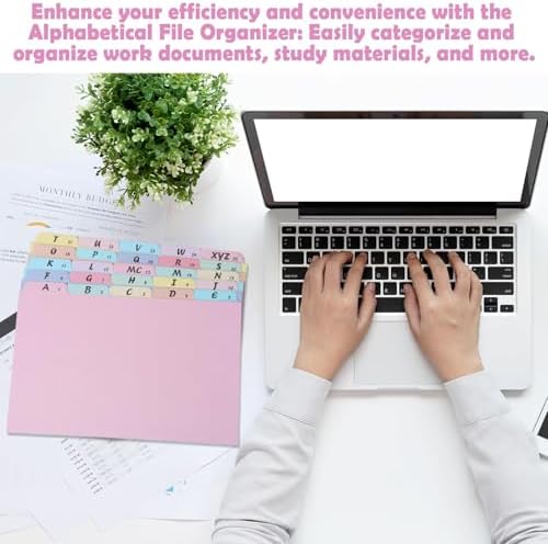 1 Set A-Z Alphabetic and Number Top Label Files, Legal Size, 25 Sheets File Dividers 1/5 Cut Label File Cabinet Dividers Desk Organizer for Office, Home and School (Candy Color)