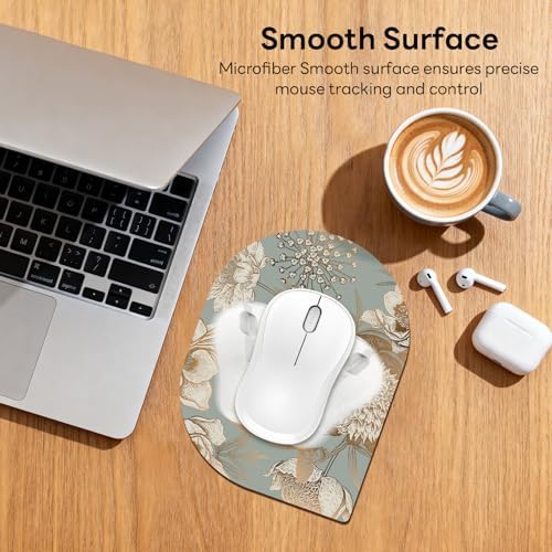 Contoured Oval Mouse Pad 6x8in Non-Slip for Laptop,Bird