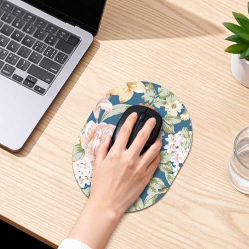 Oval Mouse Pad 6x8in Non-Slip for Laptop,Floral