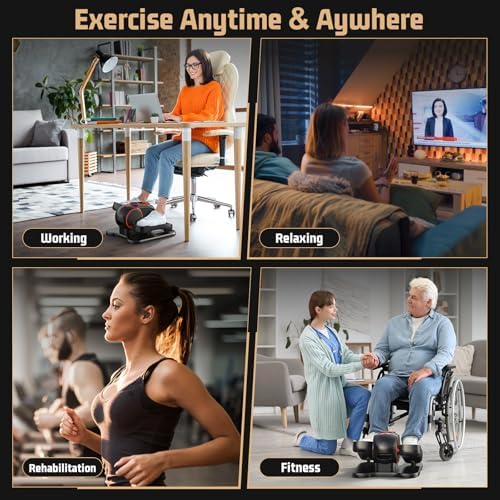 ANCHEER Under Desk Elliptical Machine - Electric Elliptical Leg Exerciser for Seniors with 12 Speeds & Remote Control, Portable Quiet Pedal Exerciser Machine for Home Office
