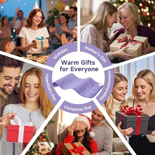 Heating Pad for Back Pain Cramps Relief, 17"x33" Extra Large Heating Pad Portable Heating Pads Birthday Christma s Gifts for Women, 6 Heat Levels, 4 Time Setting