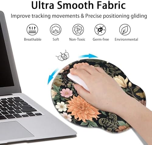 Britimes Ergonomic Mouse Pad Set with Wrist Rest, Floral Flower