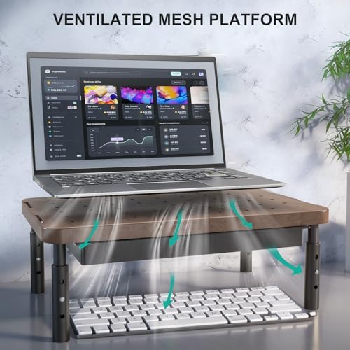 WALI Computer Monitor Stand with Storage, Monitor Riser 3 Height Adjustable