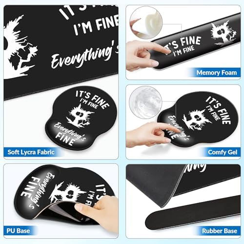 Desk Mat Set Keyboard and Mouse Pad with Wrist Rest Support