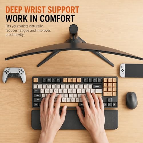 Keyboard Wrist Rest with Partition Storage Box,PU 15 Inch Mechanical Keyboard Palm Support for 98-Key Setup and Office Desk, Ergonomic Typing Pad