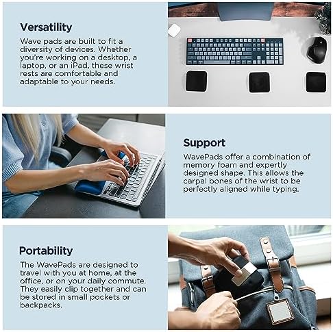 WavePads by PostureUp – Original Two Pack Adjustable Wrist Rests for Laptop and Keyboard Ergonomic Memory Foam Laptop Wrist Pads for Wrist Pain & Carpal Tunnel, Wrist Support Pads (RoyalBlue)