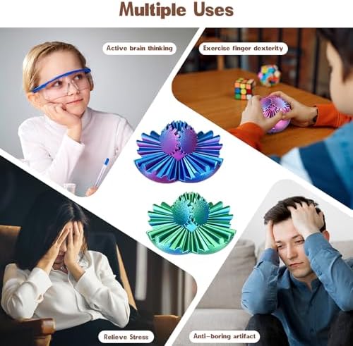 2PCS Gear Ball Fidget Toys Steampunk Gear Sphere Stress Relief for Kids Adults 3D Printed Unique Funny Birthday Gift for Christmas White Elephant Stocking Stuffer Easter (Green+Purple, Dia. 2.5" )