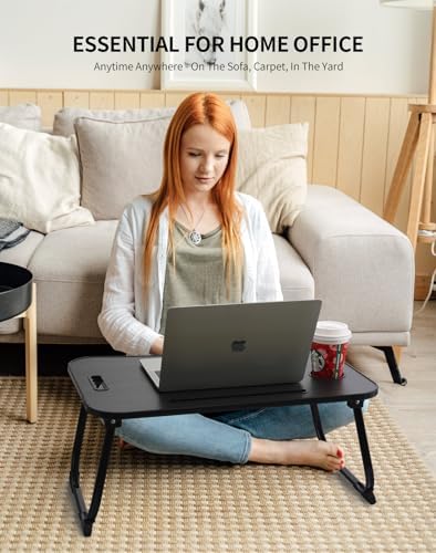 ZEAPTAC Foldable Lap Desk, Bed Desk, Bed Table & Laptop Stand w/Cup Holder