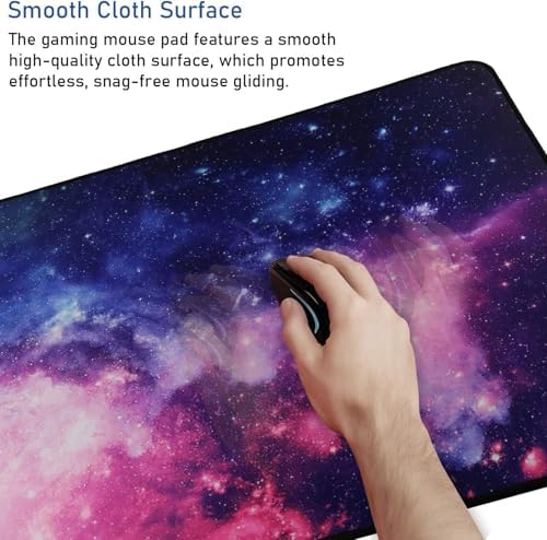 Gaming Mouse Pad with Stitched Edges (35.4X15.7In) Waterproof Desk Pad