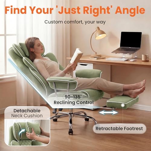 NEO CHAIR Big & Tall Leather Office Chair, High Back, Lumbar Support, Green