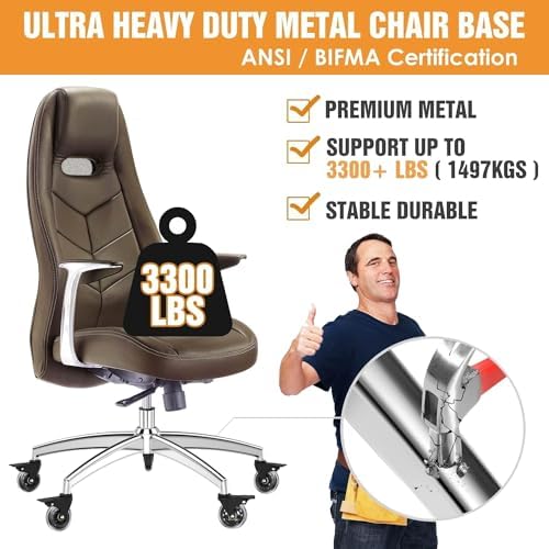 Office Chair Base with Casters (3300 lbs) - Heavy Duty Alloy, Universal Fit