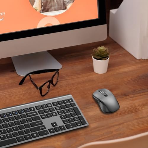 Ergonomic 6 Button Silent Wireless Side Key Mouse No Light Gray