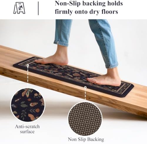 LEEVAN Anti Fatigue Kitchen Mats for Floor, Cushioned Kitchen Mat Set 2PCS