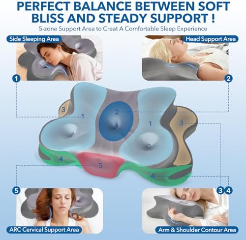 Cervical Neck Pillow for Neck Pain Relief, Memory Foam Pillows