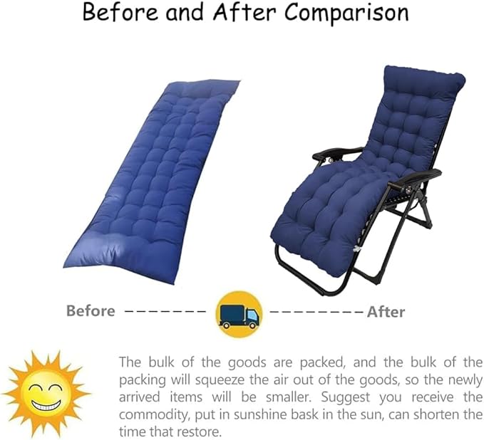 Patio Chaise Lounger Cushion,61in Lounge Chair Recliners Chair Cushions,Thicker Padded Chaise Lounger Swing Bench Cushion for Outdoor Indoor Home Office (Black)