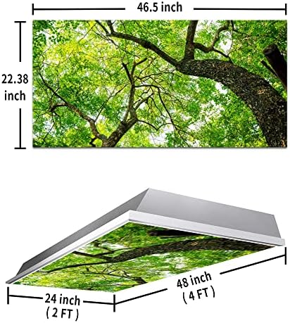 Fluorescent Light Cover Decorative Ceiling Light Filters,Tree pattern,for Classroom Office Hospitals Home Ceiling Decorative,2ft x 4ft,Green
