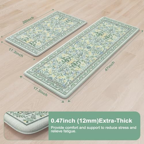 Collive Kitchen Rugs Sets of 2, Waterproof Anti Fatigue Kitchen Mats