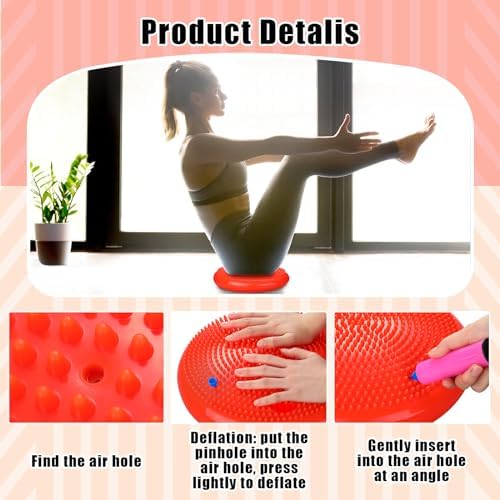 Silipull Wobble Cushion with Inflation Pump Balance Disc Stability Disc Wiggle Seat Therapy Exercise Office Chair or Sensory