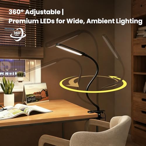LED Desk Lamp with Clamp for Reading,Nail Art & Painting