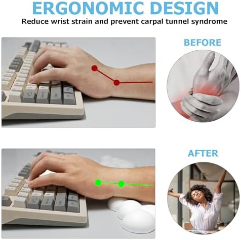 Cloud Wrist Rest Keyboard, Ergonomic Keyboard Wrist Rest Pad Set, White