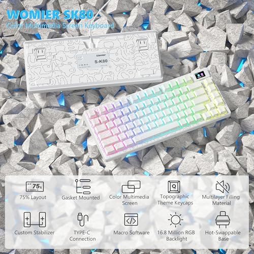 Womier SK80 75% Percent Keyboard Gaming with Color Multimedia Display