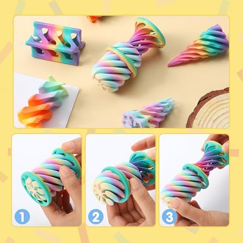 JOYIN 4 Pack Impossible Cone Fidget Toys, Pastel Color 3D Printed Spiral Cone Flexible Impossible Pyramid Passthrough Fidget Toys for Stress Relief, Kids Adults Gifts for Classroom