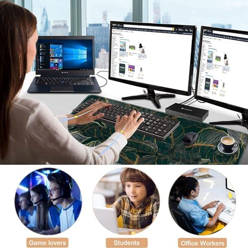 Keyboard Wrist Rest and Mouse Pad with Wrist Support Set Ergonomic Coaster,Memory Foam,Easy Typing Pain Relief,Large XL Desk Mat 31.5"x 11.8",Tropical Leaves