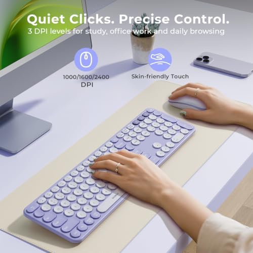 seenda COE202 Bluetooth Keyboard and Mouse Combo for Mac, Lilac Purple