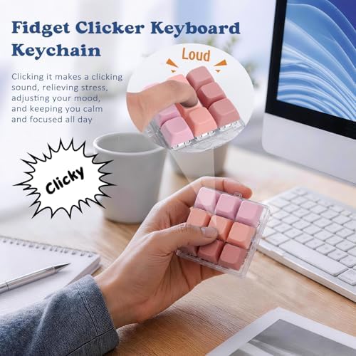 Keyboard Fidget Toy, Creamy Fidget Clicker Keyboard Fidget Keychain, Button Fidget Gifts for Adults, Boost Focus & Ease Anxiety Anywhere — Perfect Stress-Relief Gift (3×3 Grid Layout Q)