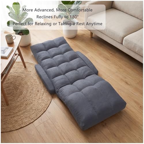 Adjustable Floor Gaming Chair with Footrest, 14-Position Backrest