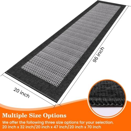 StepRite Kitchen Rugs, Kitchen Mats for Floor, 96"x20" Non-Slip Machine-Washable Kitchen Throw Rug, Absorbent Runner Rugs Office, Sink Standing Desk Mat, Decor Carpet, Black