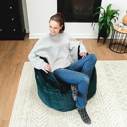Big Joe Milano Bean Bag Chair for Kids, Teens, Adults, Ultra-Soft Emerald Plushie Polyester Blend, Lightweight Seat for Reading Nook and Gaming, 2.5 Foot Refillable